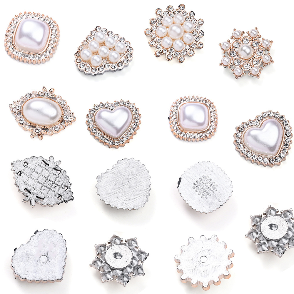 20pcs White Love & Flower Flatback Beads with Rhinestones